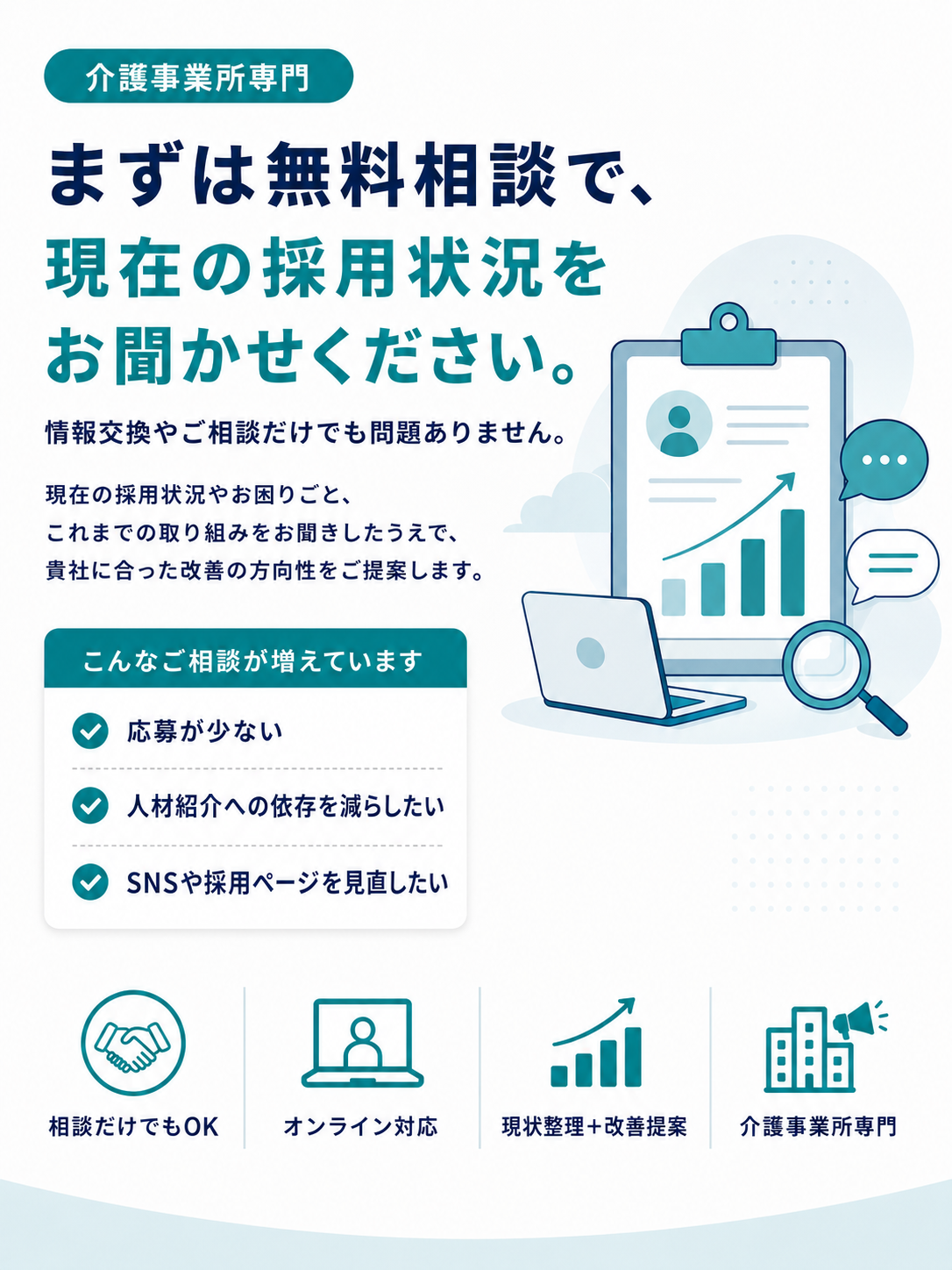 介護事業所の採用状況を無料相談できる案内